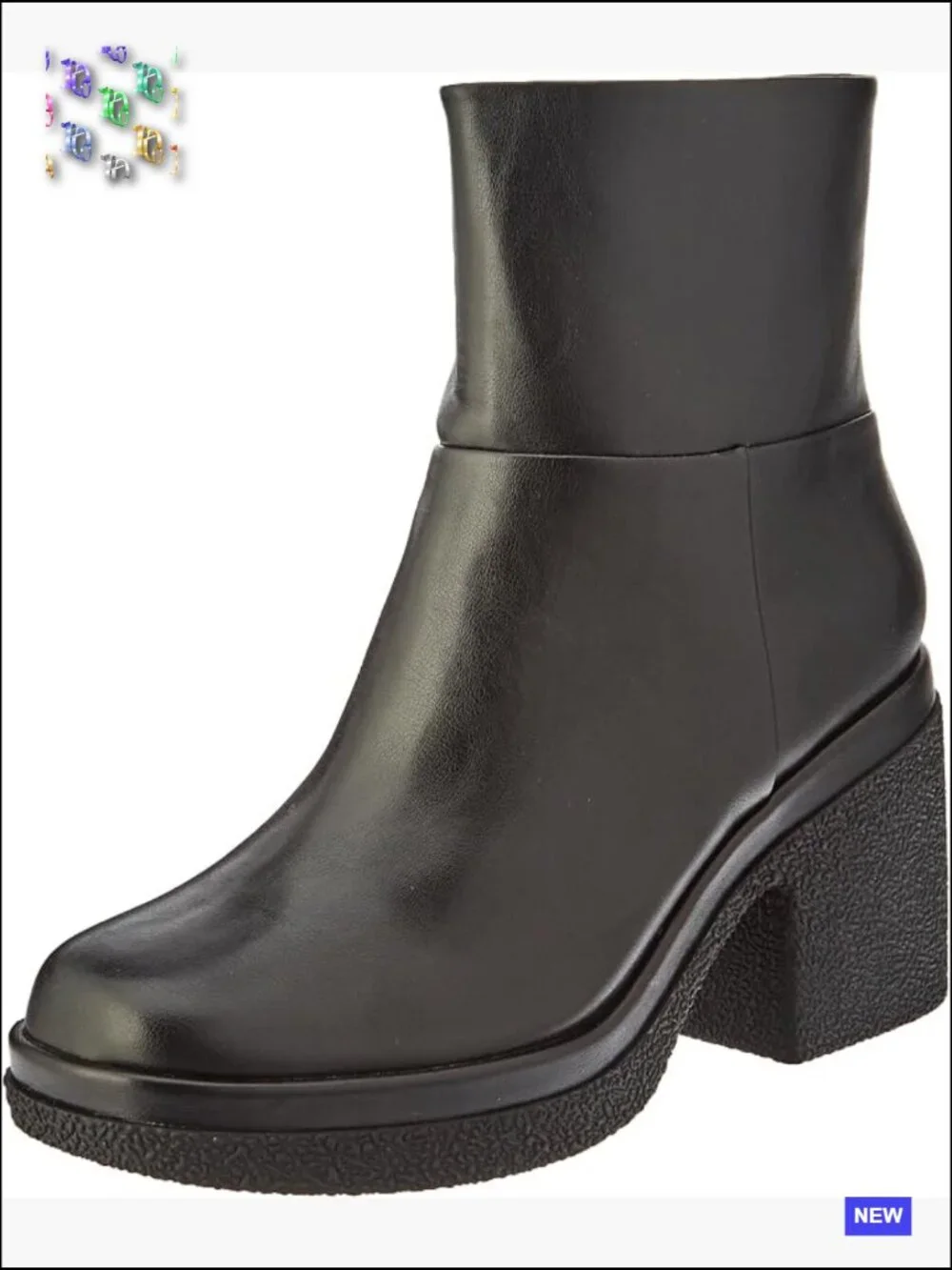 Women's Platform Ankle Boots Chunky Heel Square Toe Side Zip Faux Leather Fall
